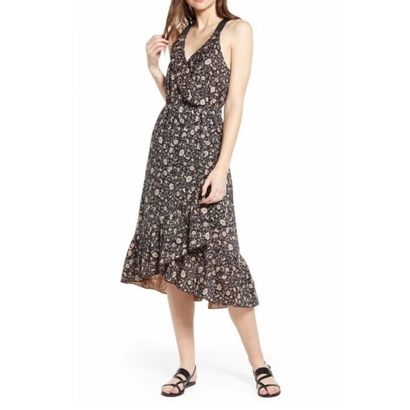 MAISON SCOTCH Scotch & Soda Wrap Floral Print Midi Dress size medium - Picture 2 of 8